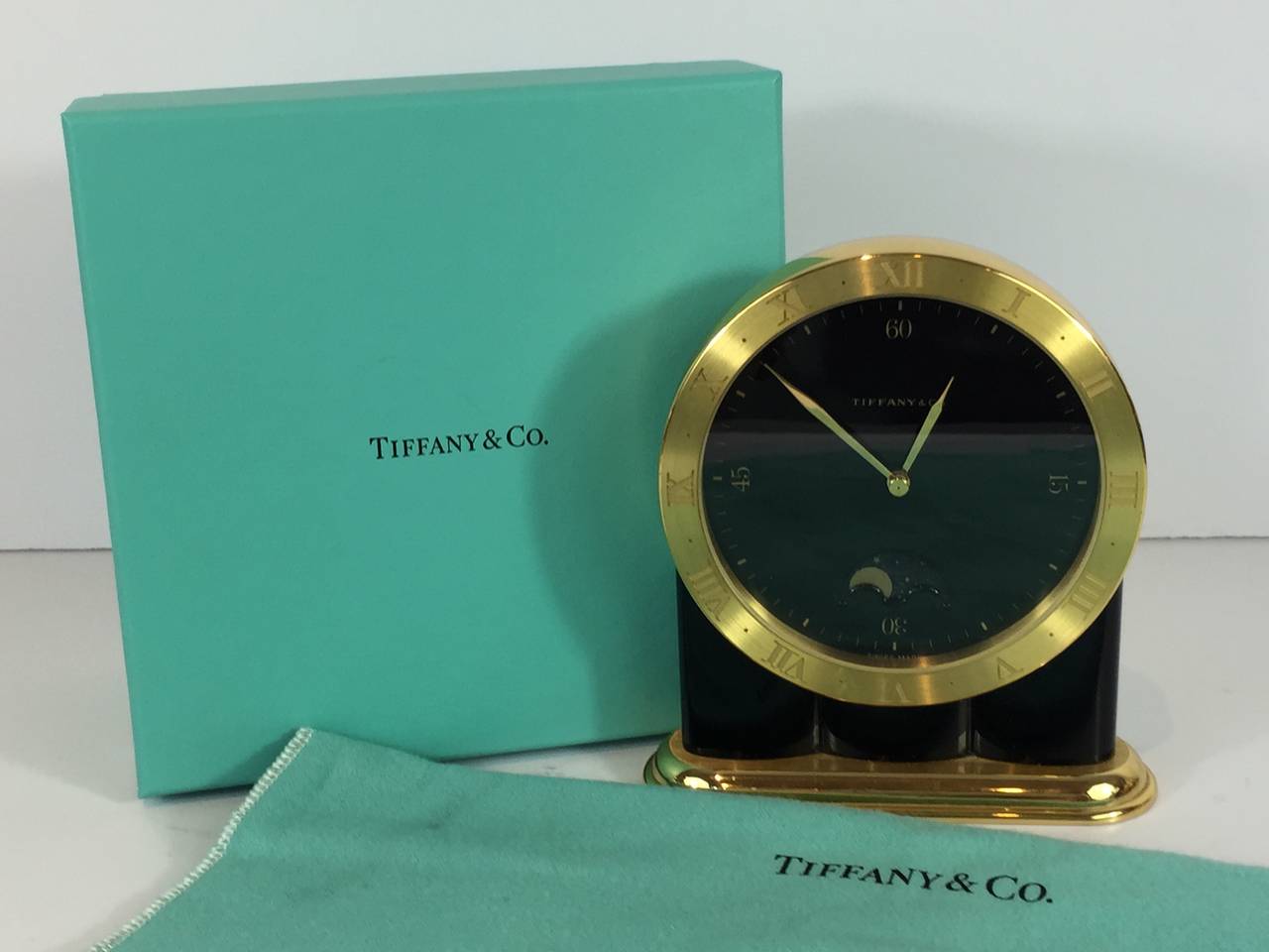 Swiss Tiffany & Co. Moon Phase Desk Clock