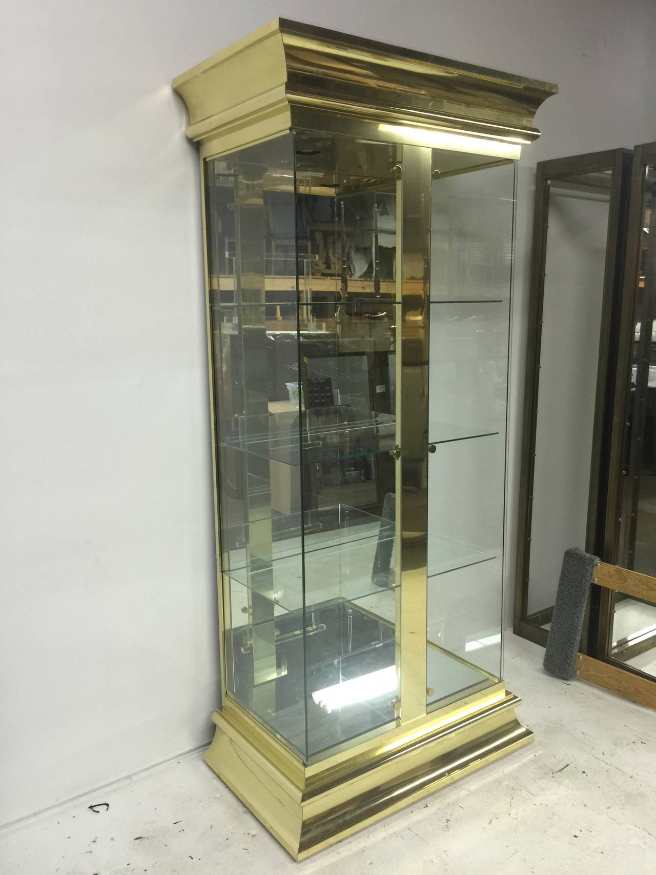 Pair of Mastercraft Style Brass Vitrines