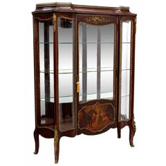 Antique Large Louis XVI Style Venus Martin Curio Cabinet