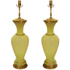 Chartreuse Opaline Lamps