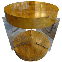 Burl Wood Side Table with Inset Lucite Panels in the style of Kagen