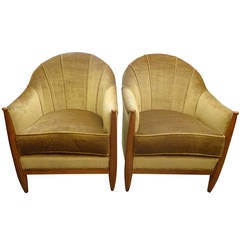 Pair of French Art Deco Bergeres in the Style of Rhulmann