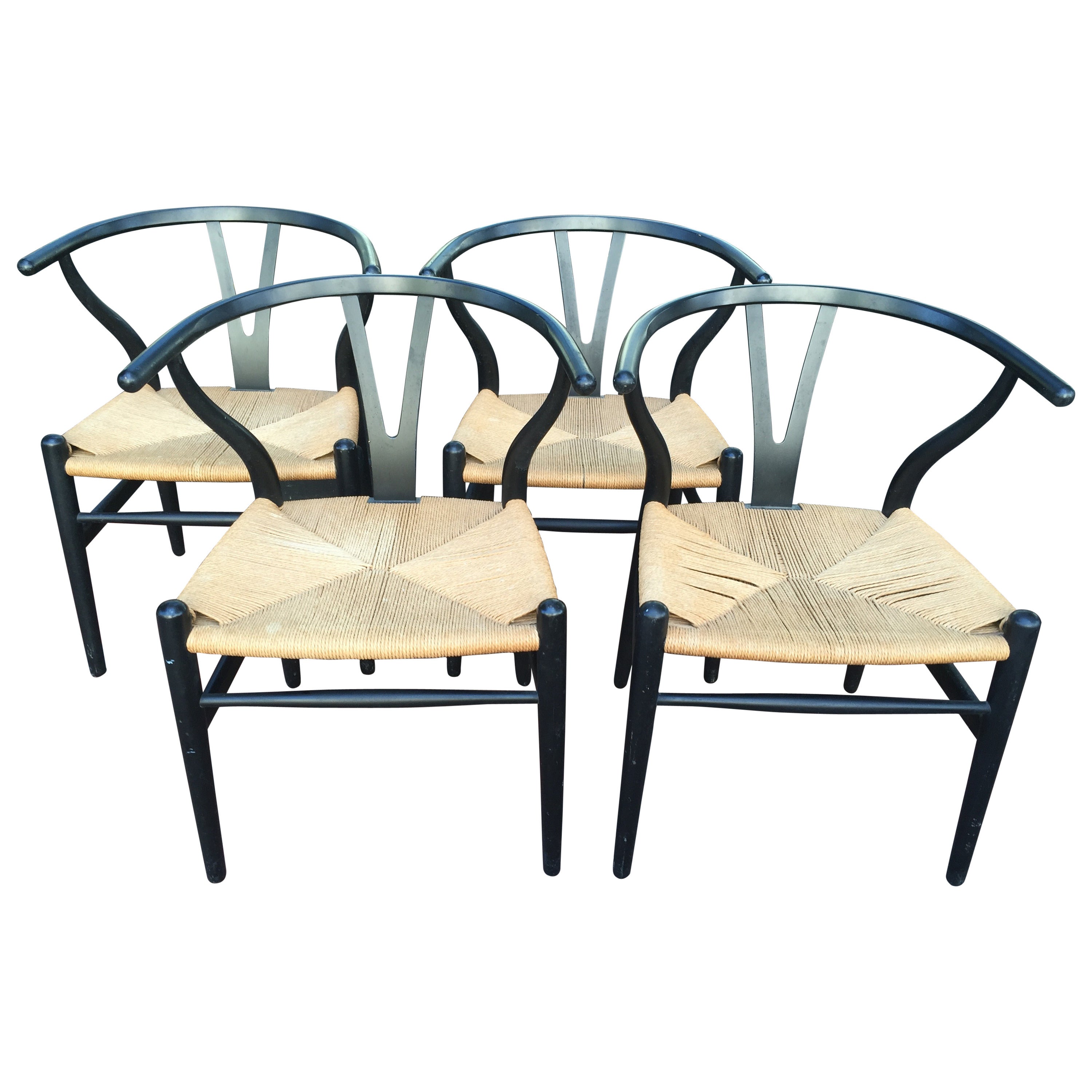 Set of Four Hans Wegner Wishbone Chairs, CH24