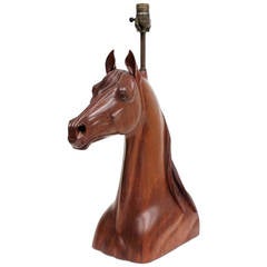 Carved Horse Head Table Lamp