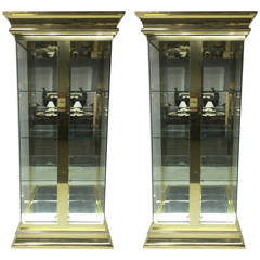 Pair of Mastercraft Style Brass Vitrines Pair of Mastercraft Style Brass Vitrines