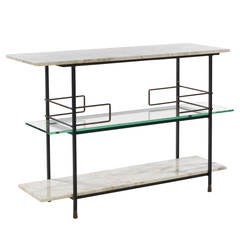 Salterini Three-Tier Italain Wrought Iron, Marble, and Glass Server