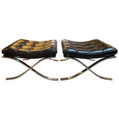 Pair of Barcelona Stools in the style of Mies van der Rohe