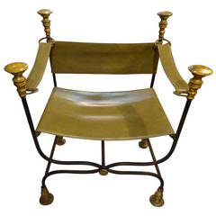 Italian Iron and Brass Campaign Chair