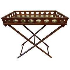 Campaign Style Bamboo Motif Butler's Tray Table