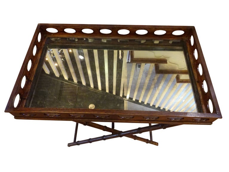 Regency Campaign Style Bamboo Motif Butler's Tray Table