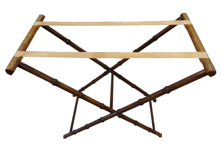 English Campaign Style Bamboo Motif Butler's Tray Table