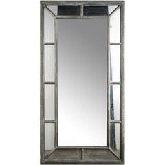 Neoclassic Silver and Grey Painted Trellis Mirror