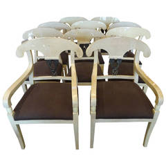 Set of Ten Lacquered Goatskin Dining Chairs