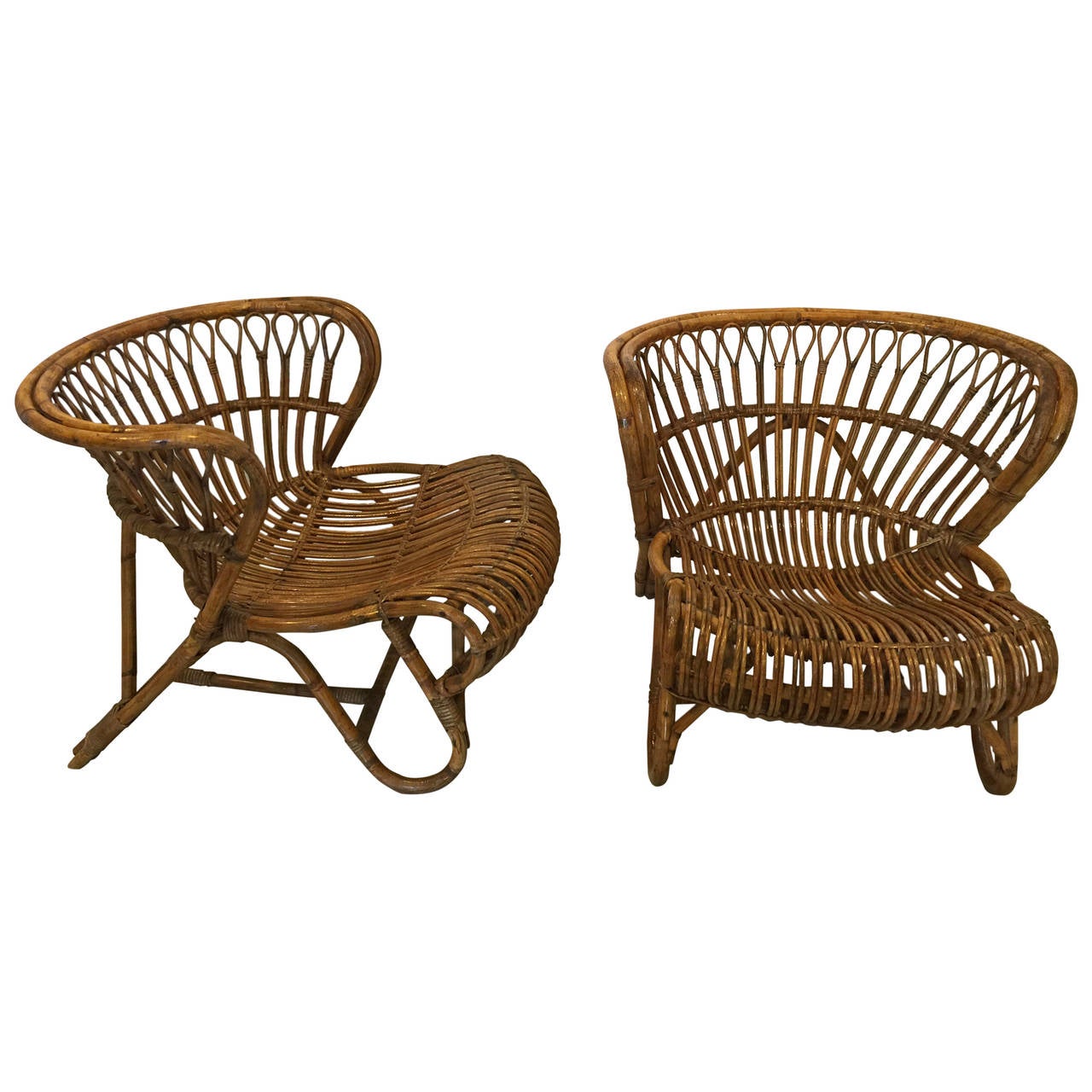 Sculptural Rattan Side Chairs at 1stdibs