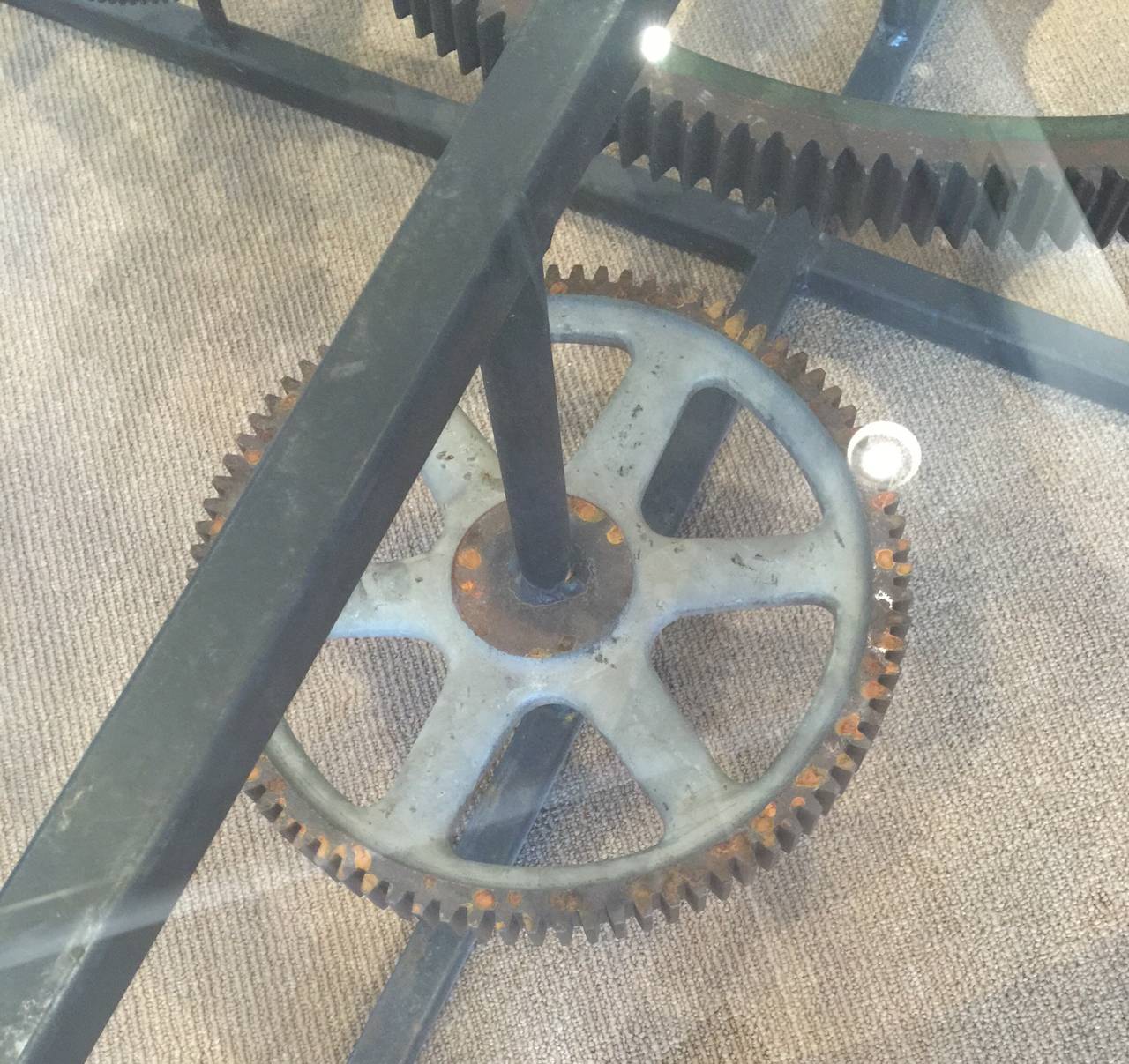 Großer industrieller Couchtisch (Glas)