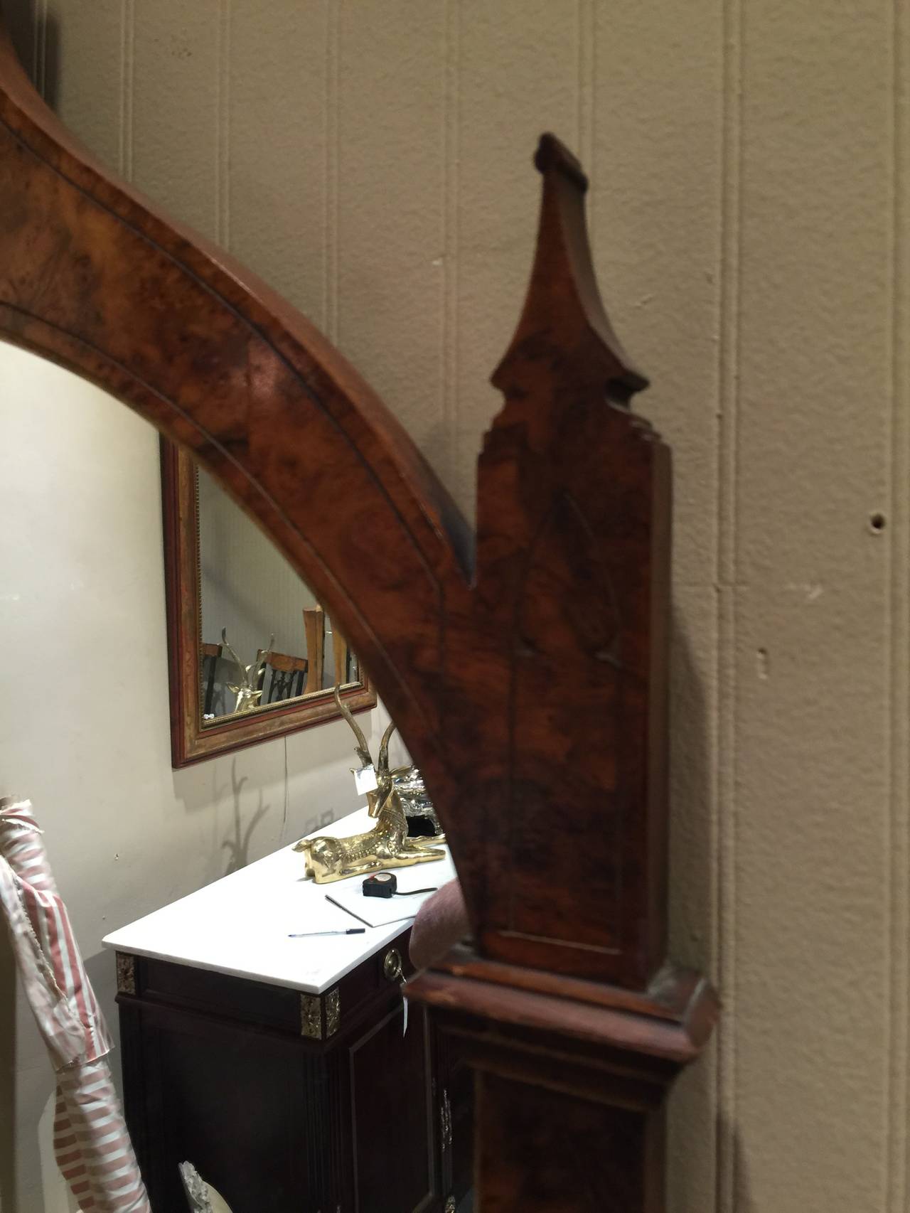 Pair of Gothic Revival Burl Walnut Mirrors In Good Condition In Oaks, PA