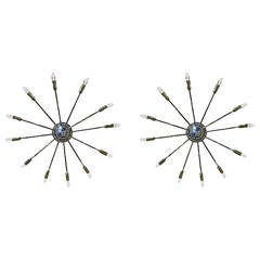 Pair of 12-Light Sputnik Sconces or Flush Mounts