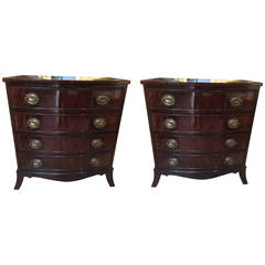 Pair of Georgian Bow Front Mahogany Chests