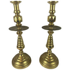 Pair of Large Antique English Beehive Candlesticks, with Registry Numbers