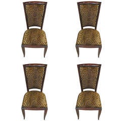 A Set of Four  Art Deco Leopard Upholstered Chairs