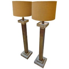 Pair of Industrial Verdigris Floor Lamps