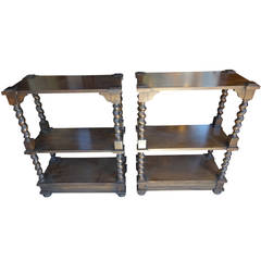 Pair of Walnut Barley Twist Bookcases
