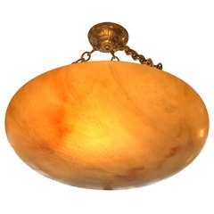 Art Deco Silver Plated Bronze Alabaster Dome Fixture