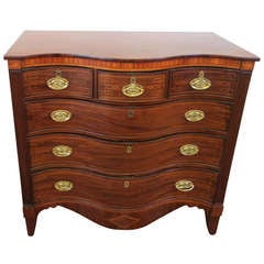 Oversized Georgian Mahogany and Satinwood Serpentine Chest