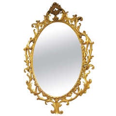 Georgian Style Handcarved Giltwood  Pierced Oval Mirror