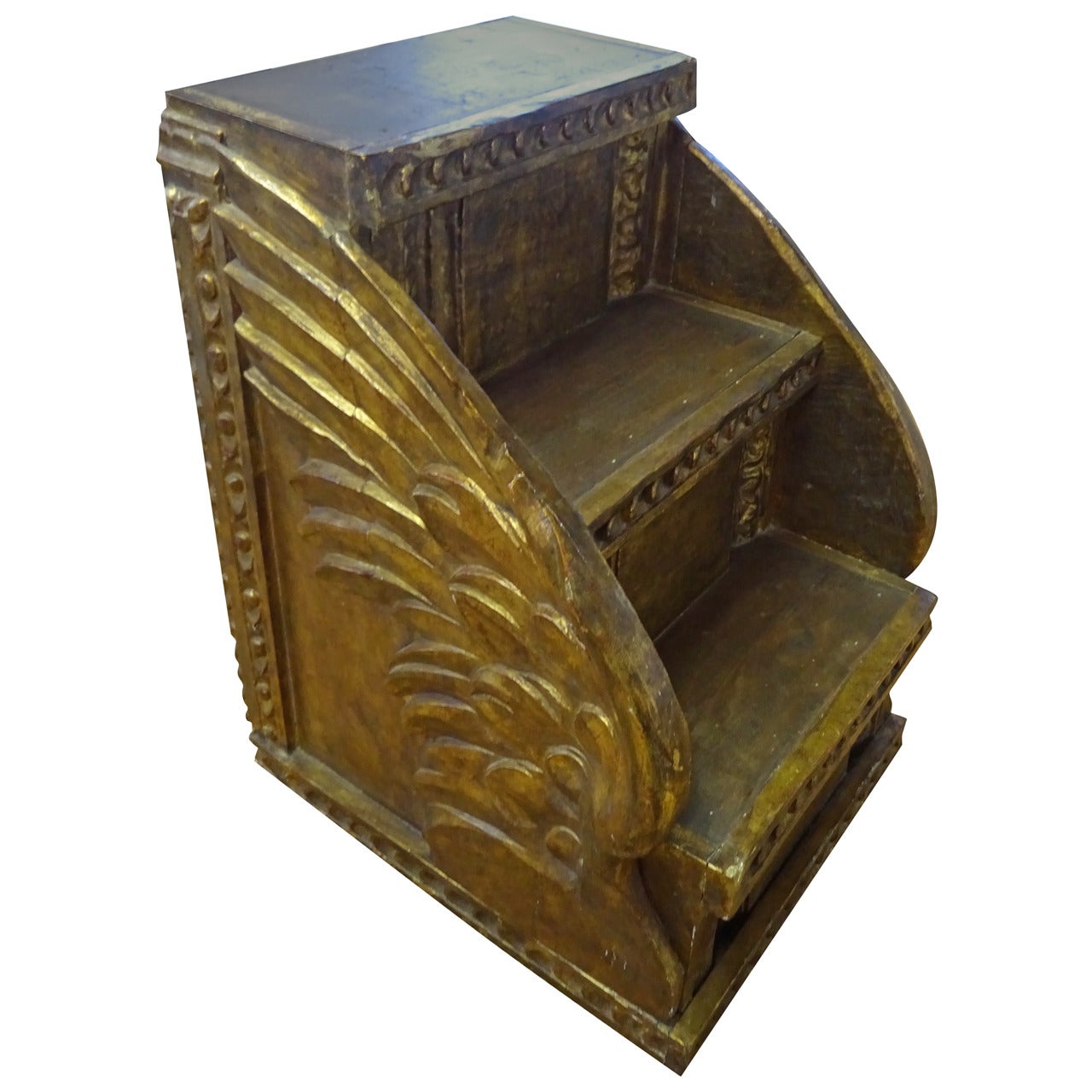 Antique Continental Gilt Library Steps For Sale