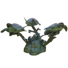 Large Bronze Turtle Fountain