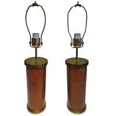 Pair of Modern Industrial Gear Lamps
