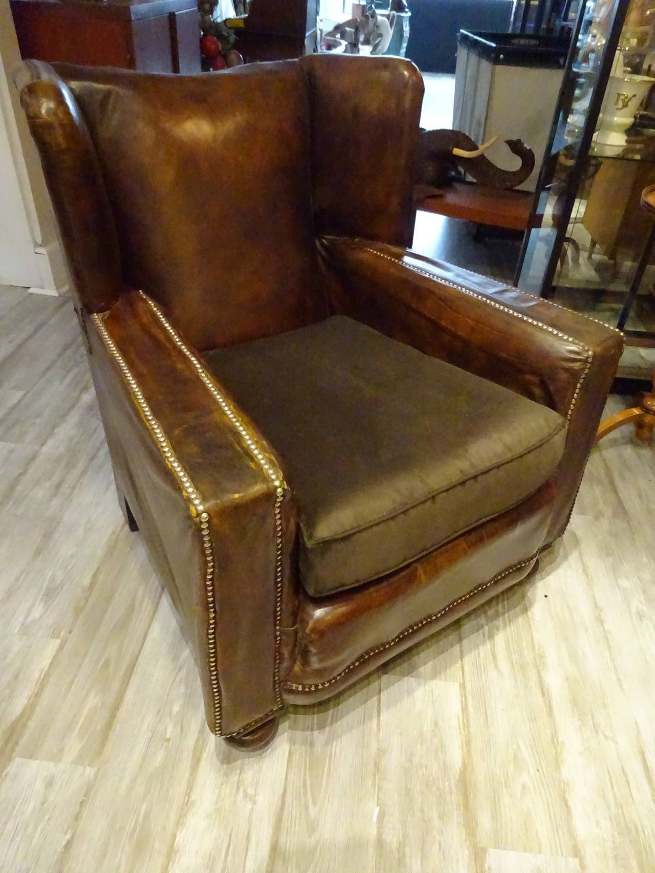 English Leather Club Chair at 1stDibs