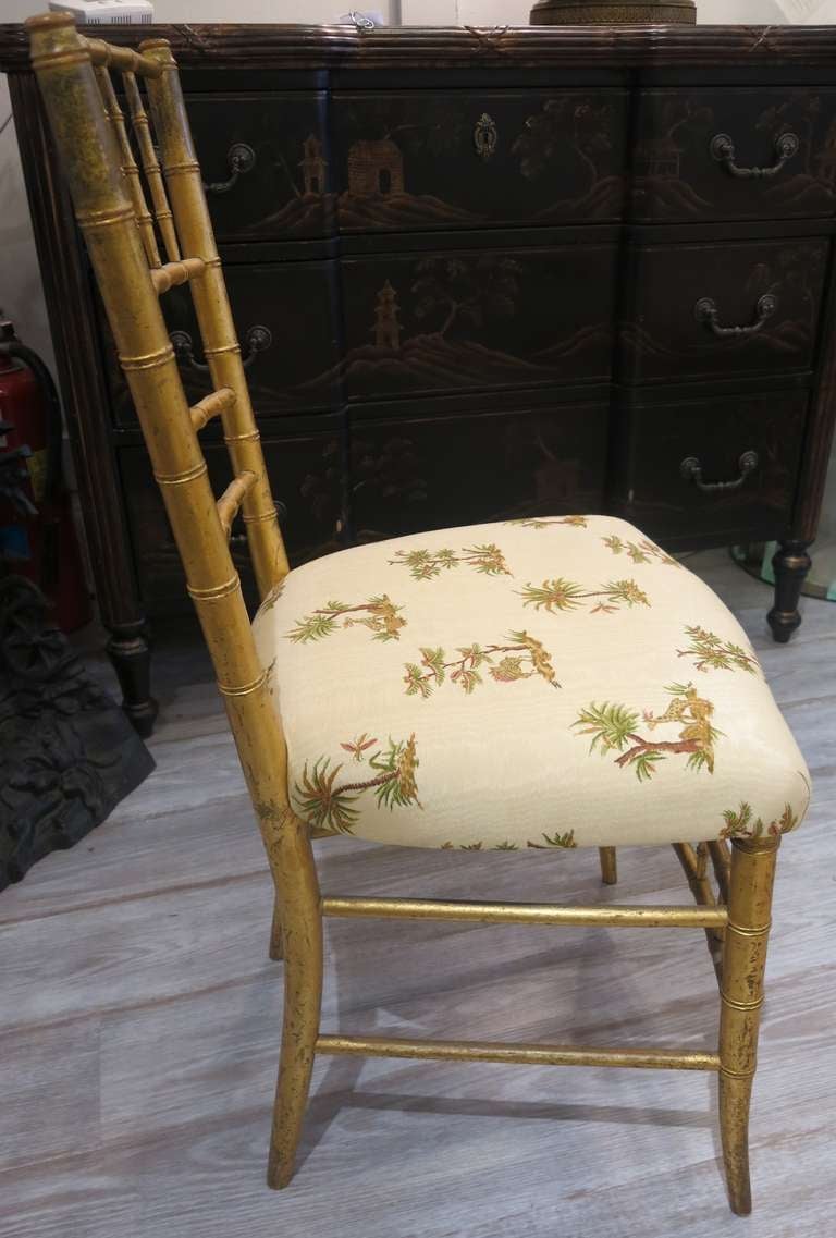 English A Pair of Bamboo Regency Style Gilt Wood Music Chairs