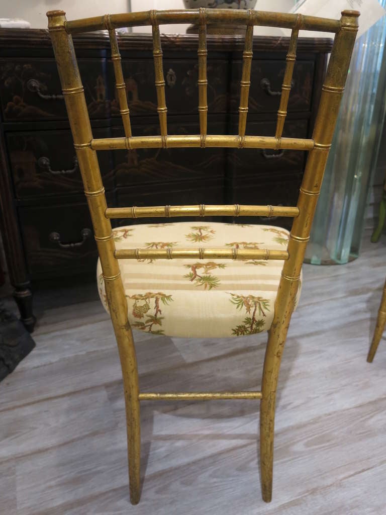 A Pair of Bamboo Regency Style Gilt Wood Music Chairs In Good Condition In Oaks, PA