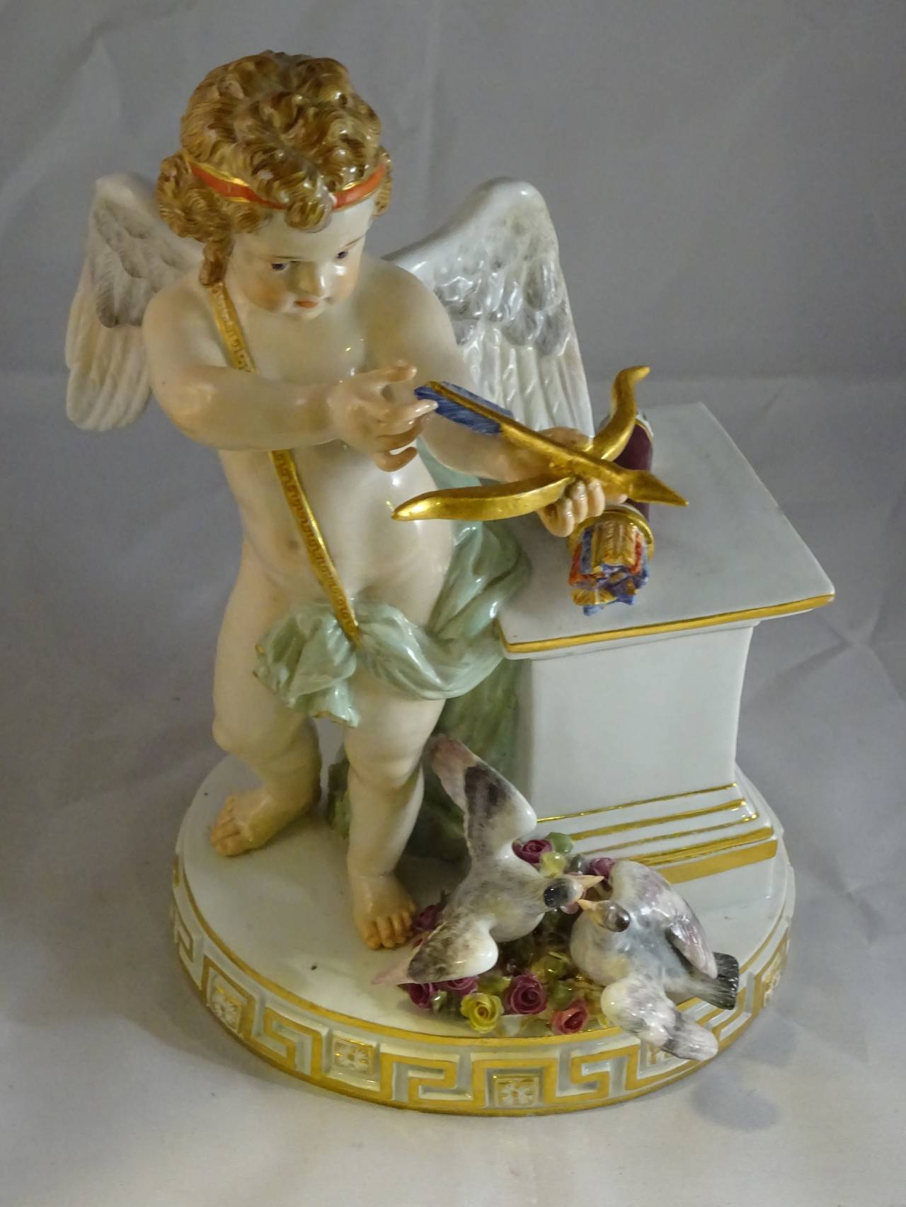 Neoclassical Revival Large Meissen Figure of Cupid with Bow