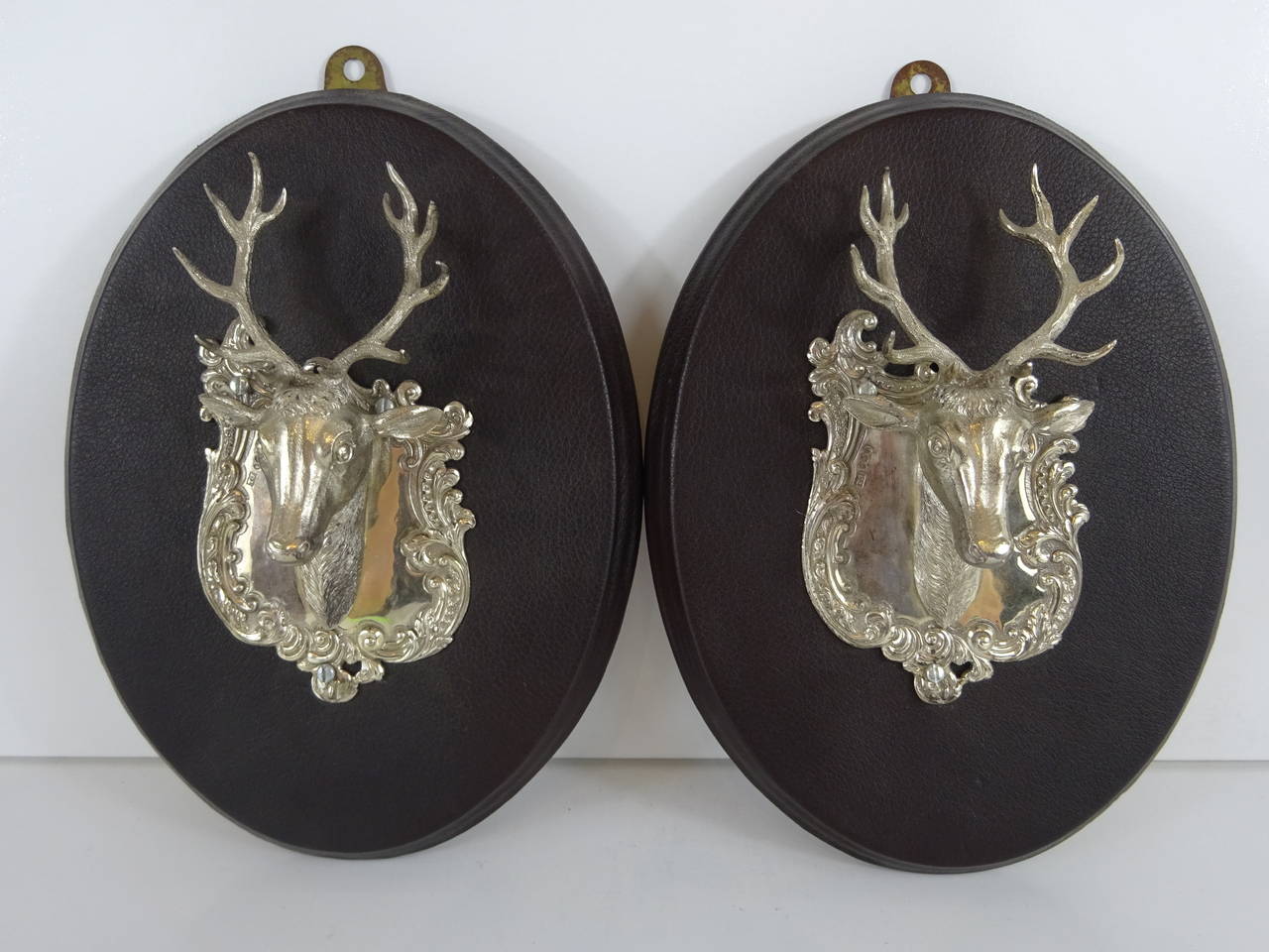 Pair of English Sterling Deer Trophies, Thomas Johnson 1849