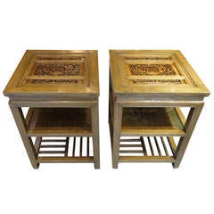 A Pair of Antique Chinese Carved Side Tables