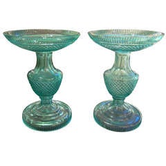 A Rare Pair of Anglo/Irish Turquoise Candlesticks
