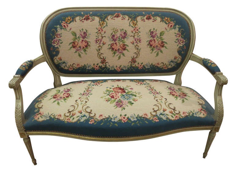 Louis XV Style Needlepoint Settee