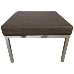 Vintage 1970
s Chrome Upholstered Ottoman