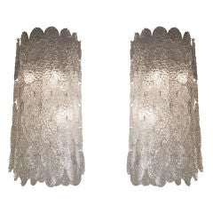 Pair of Vistosi Torcello Glass Chandeliers