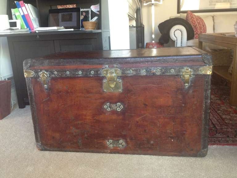 Rare, Early 20th Century LOUIS VUITTON Brown Canvas Steamer Trunk all brass hardware; Price: $12,900

Dimensions: 
44