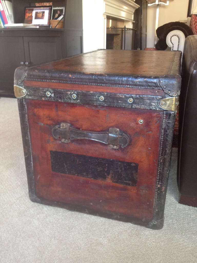Rare, Early 20th Century Louis Vuitton Brown Canvas Steamer Trunk For Sale 1