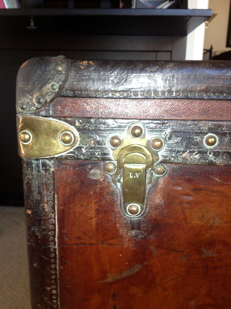 Rare, Early 20th Century Louis Vuitton Brown Canvas Steamer Trunk For Sale 5