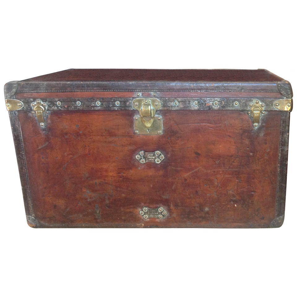 Rare, Early 20th Century Louis Vuitton Brown Canvas Steamer Trunk For Sale