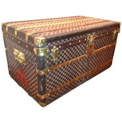 Antique Top-of-the-line Louis Vuitton Damier Canvas Steamer Trunk In Excellent Condition