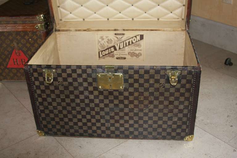 French Top-of-the-line Louis Vuitton Damier Canvas Steamer Trunk In Excellent Condition