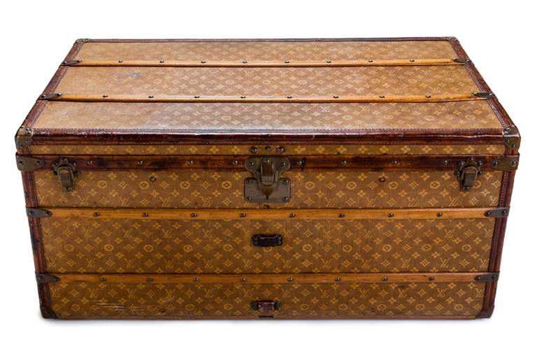Louis Vuitton monogram canvas full-size wardrobe trunk, circa 1890s. Price: $46,000. Dimensions: 44