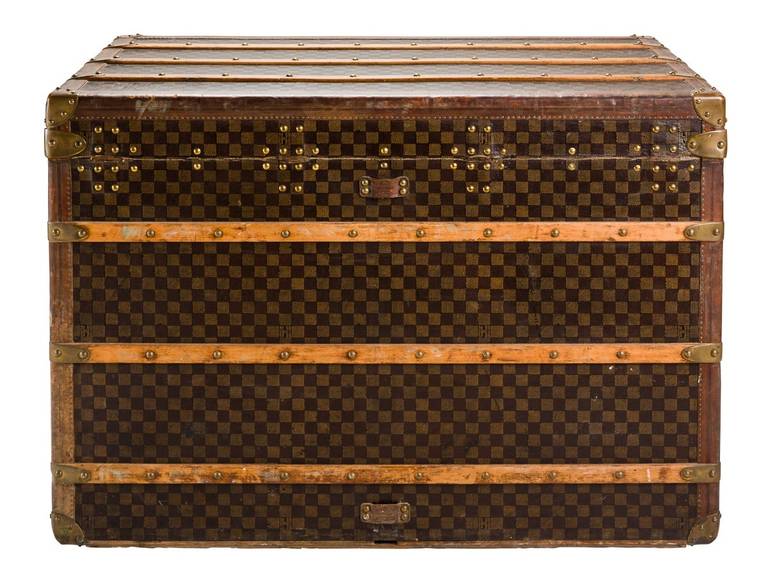 French Louis Vuitton Damier Canvas Steamer Trunk, circa 1900s